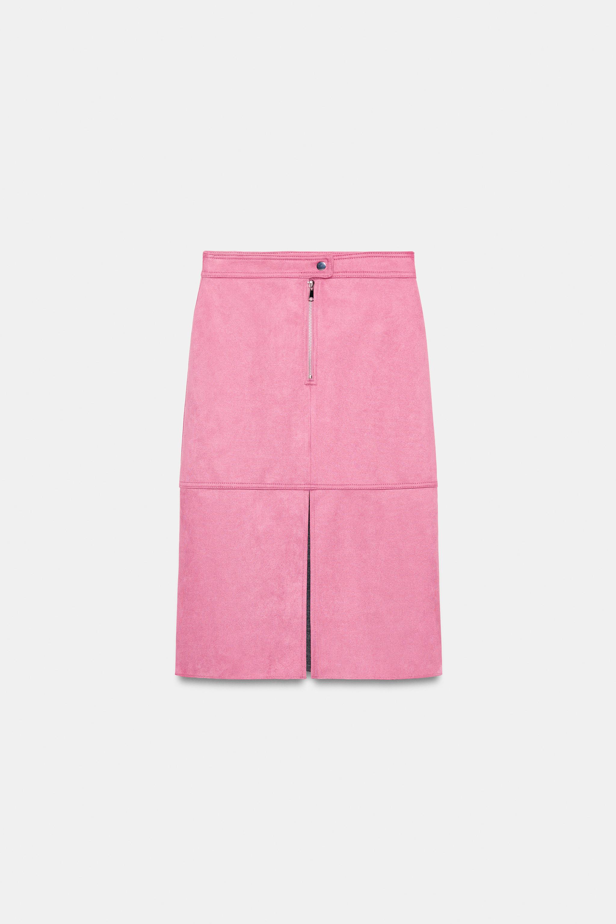 FAUX SUEDE MIDI SKIRT